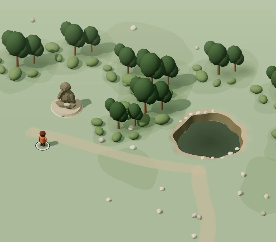 A stone statue beside a shared pit in Waitland